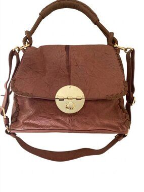 MUXO Camila Alves Brown Leather Satchel with Gold Hardware